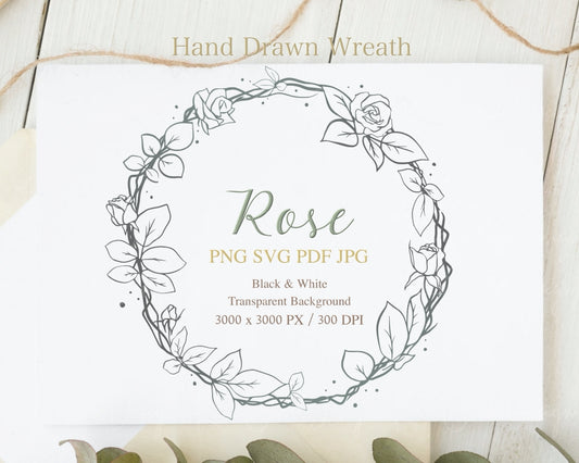 Rose Flower Botanical Wreath Clipart