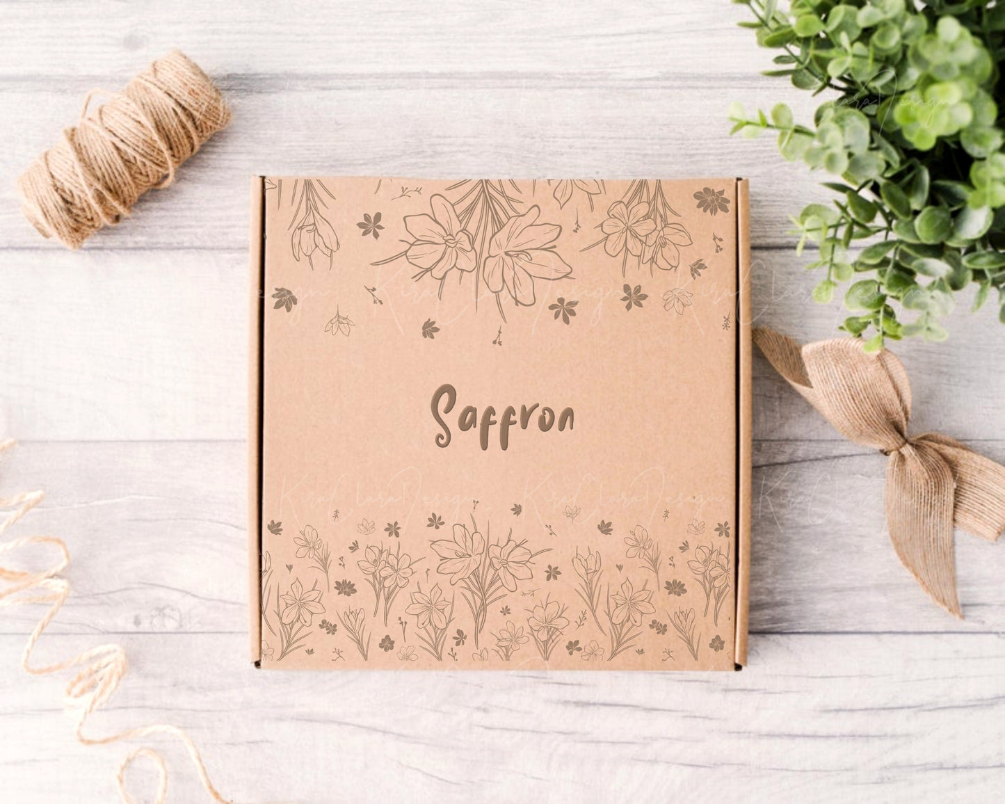 Saffron Flower (Autumn Crocus) Rectangle Repeat Pattern Border Frame