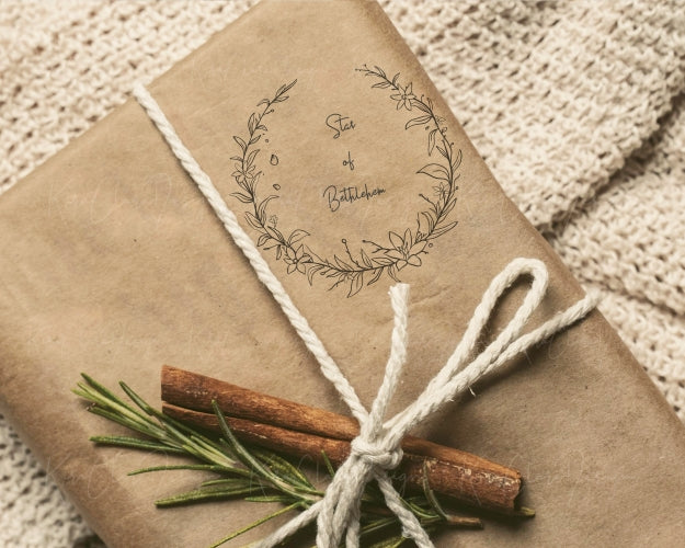 Star of Bethlehem Flower (Ornithogalum) Botanical Wreath Clipart