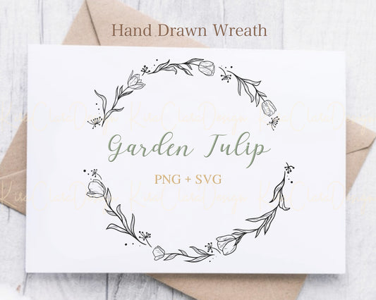 Garden Tulip Flower ( Tulipa gesneriana ) Half Wreath Clipart
