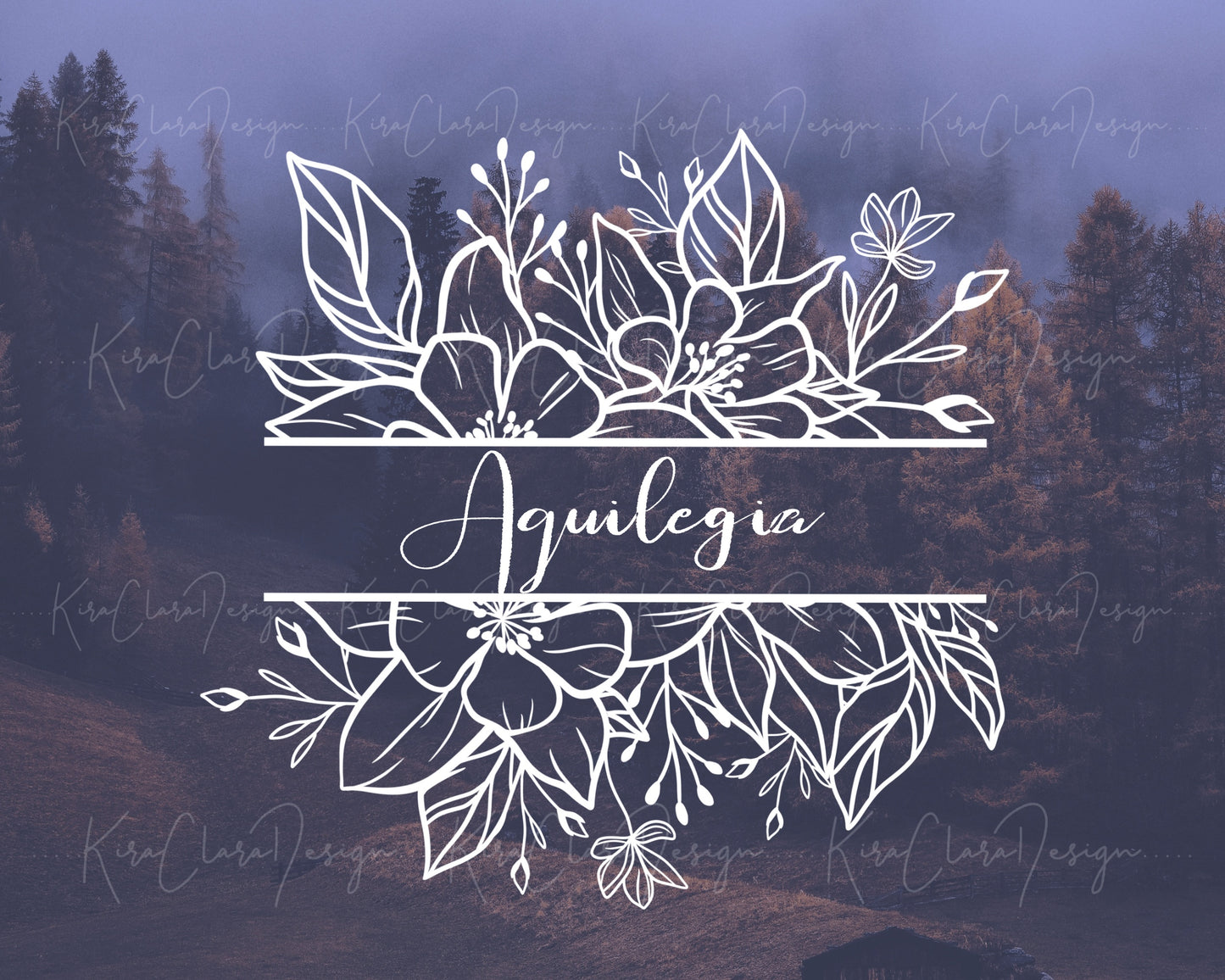 Flower Split Border Frame Clipart