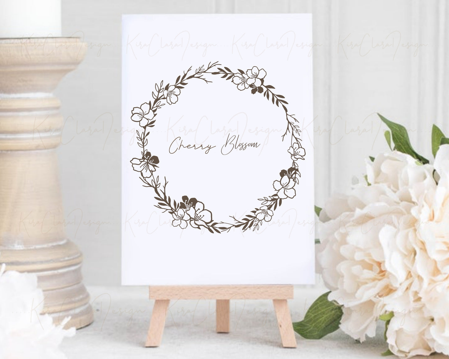 Cherry Blossom Circle Wreath Clipart