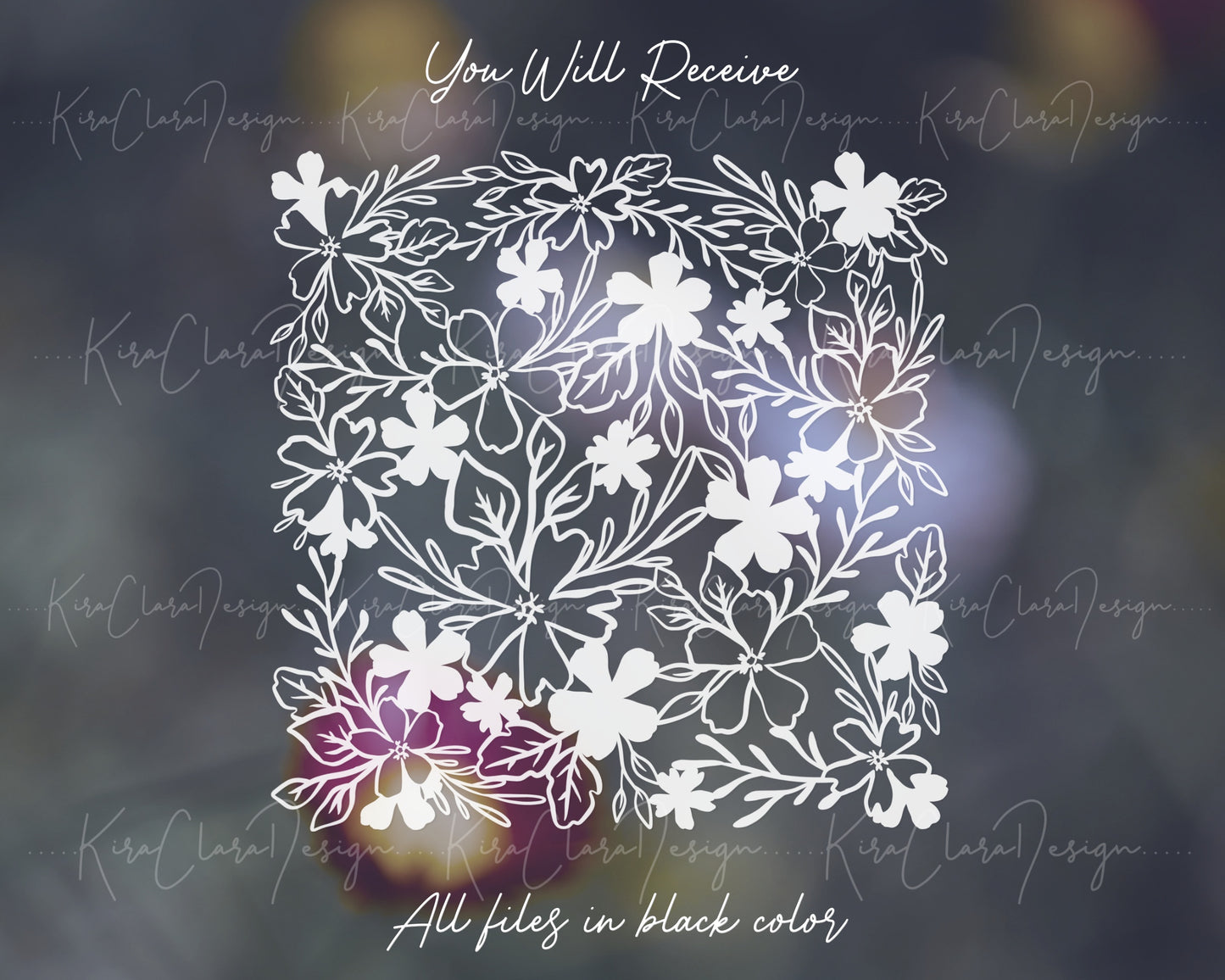 Square Floral Pattern Creeping Phlox Clipart SVG