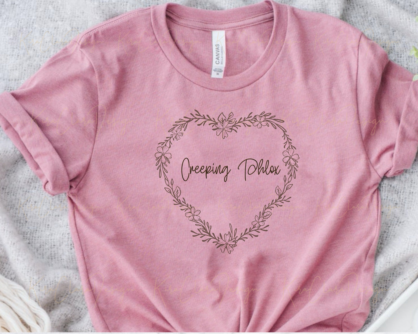 Creeping Phlox Flower Heart Wreath Clipart