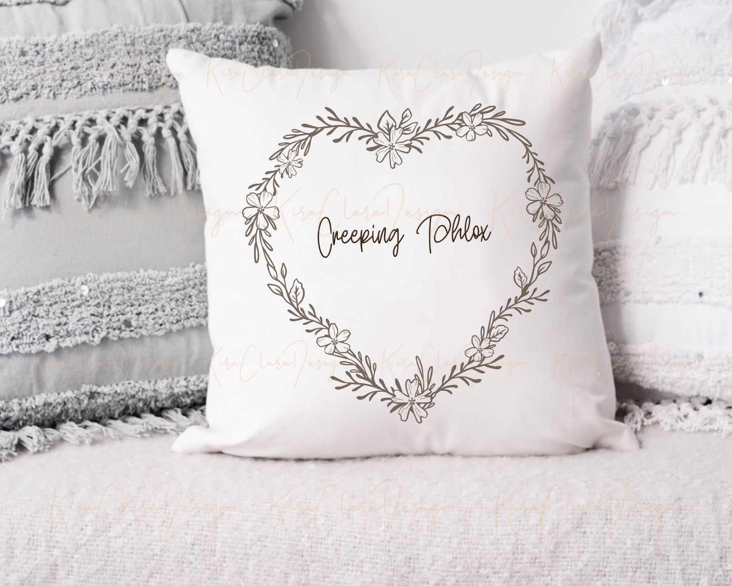 Creeping Phlox Flower Heart Wreath Clipart