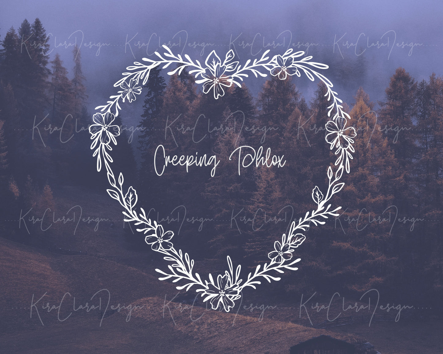 Creeping Phlox Flower Heart Wreath Clipart