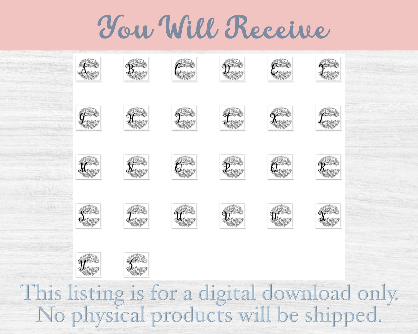 Crocus Floral Monogram Alphabet SVG