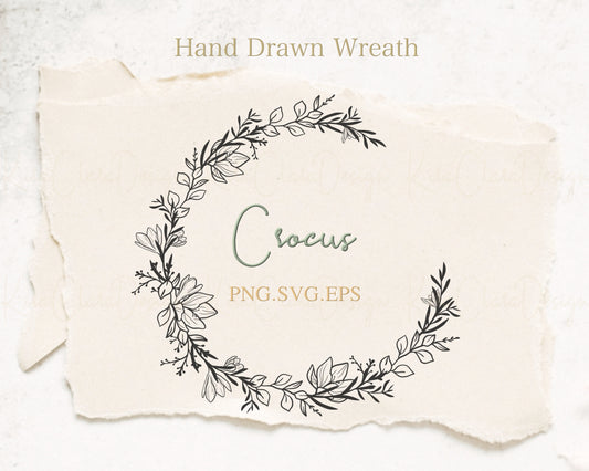 Crocus Flower Wreath Clipart