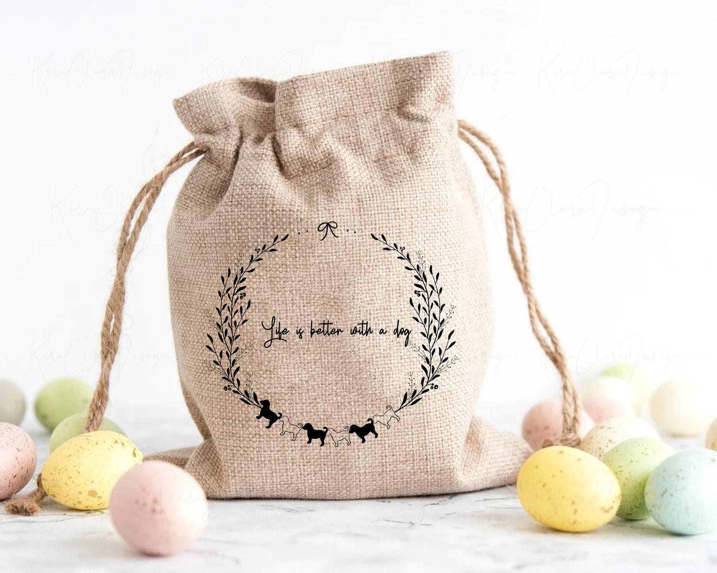 Dog & Leaf Wreath Clipart