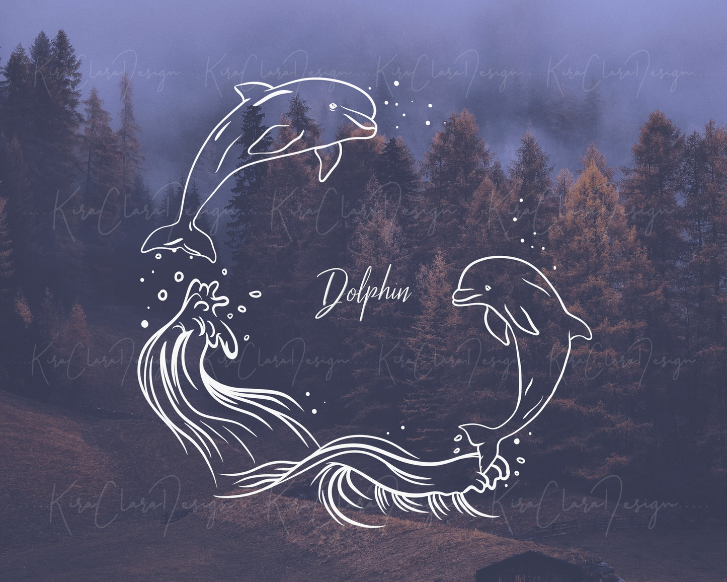 Sea Animal Dolphin Wreath Clipart