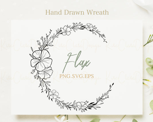 Flax Flower Wreath Clipart