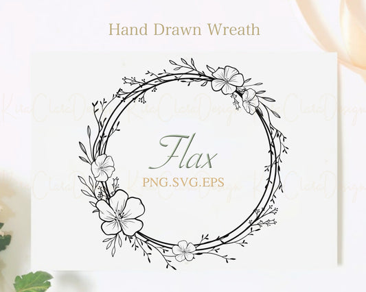 Flax Flower Wreath Clipart