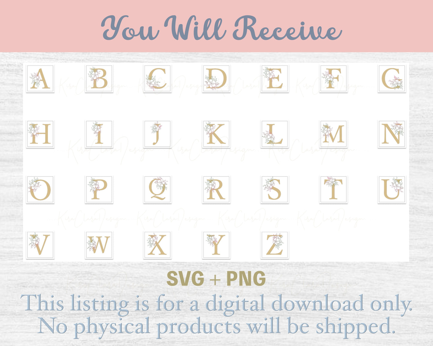 Colourful Flax Floral Monogram Alphabet Clipart