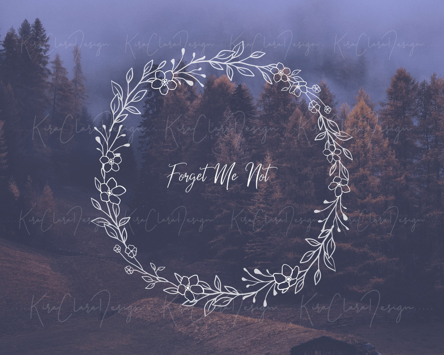 Forget Me Not Flower Wreath Clipart