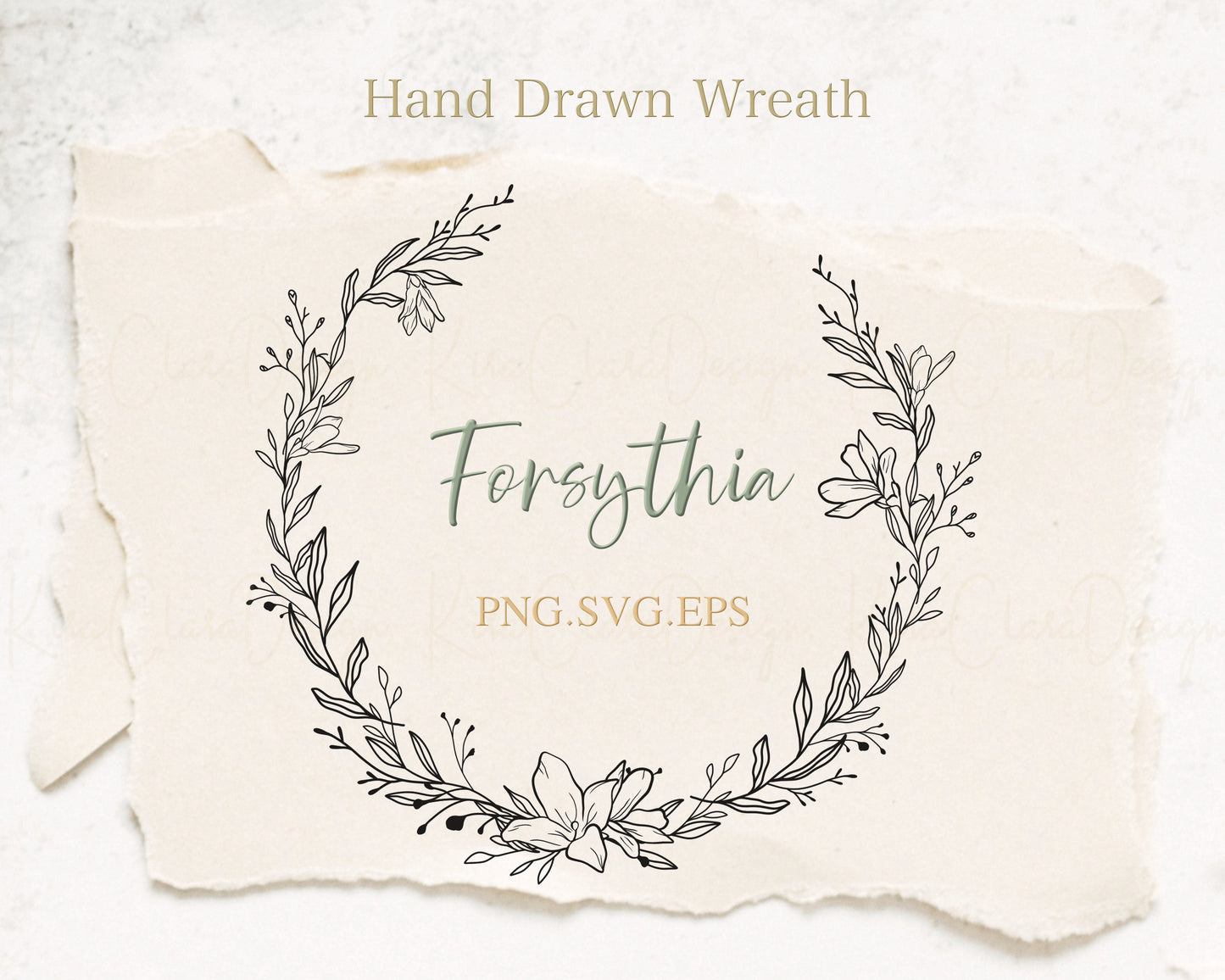 Forsythia Flower Wreath Clipart