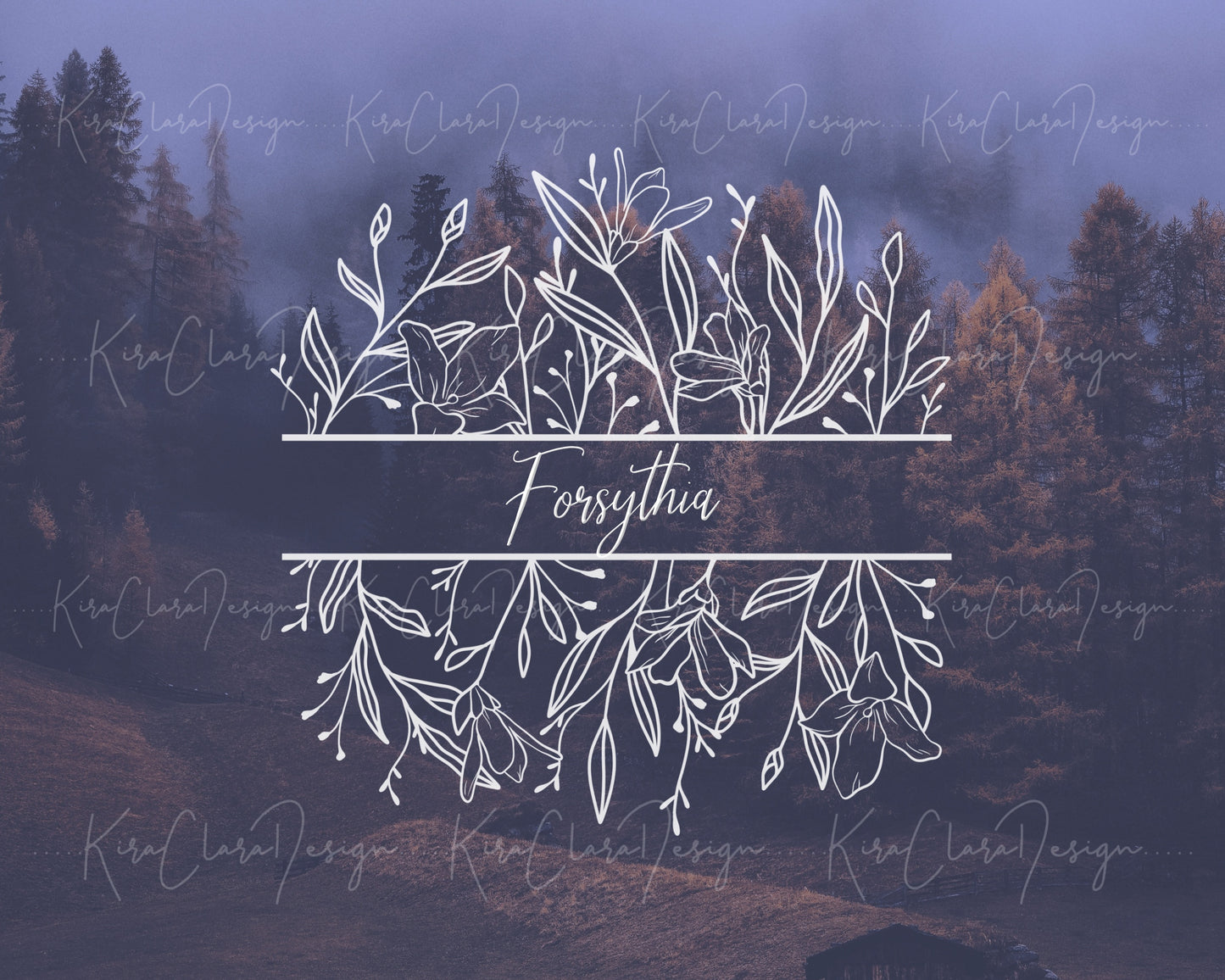 Forsythia Flower Split Border Frame Clipart