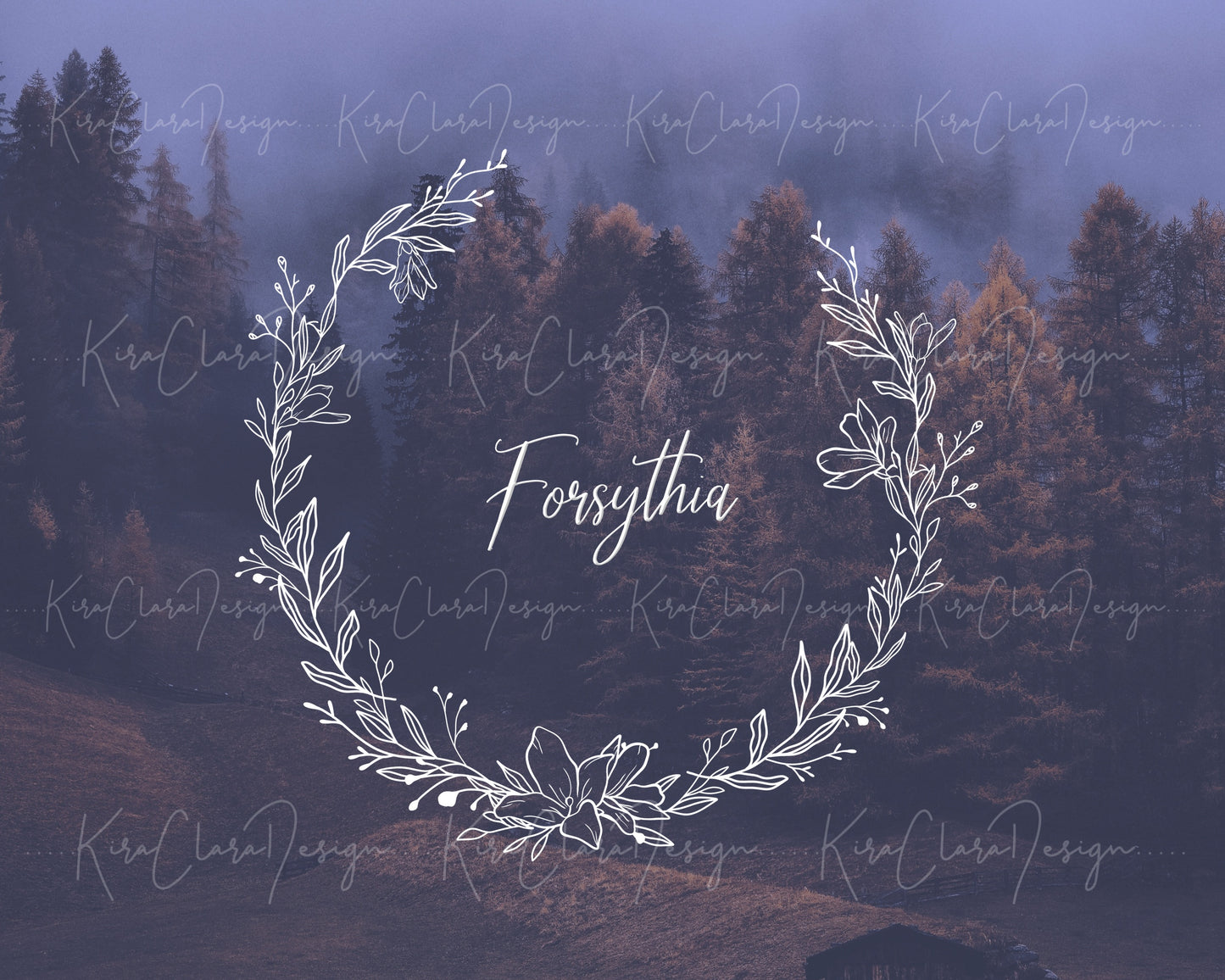 Forsythia Flower Wreath Clipart