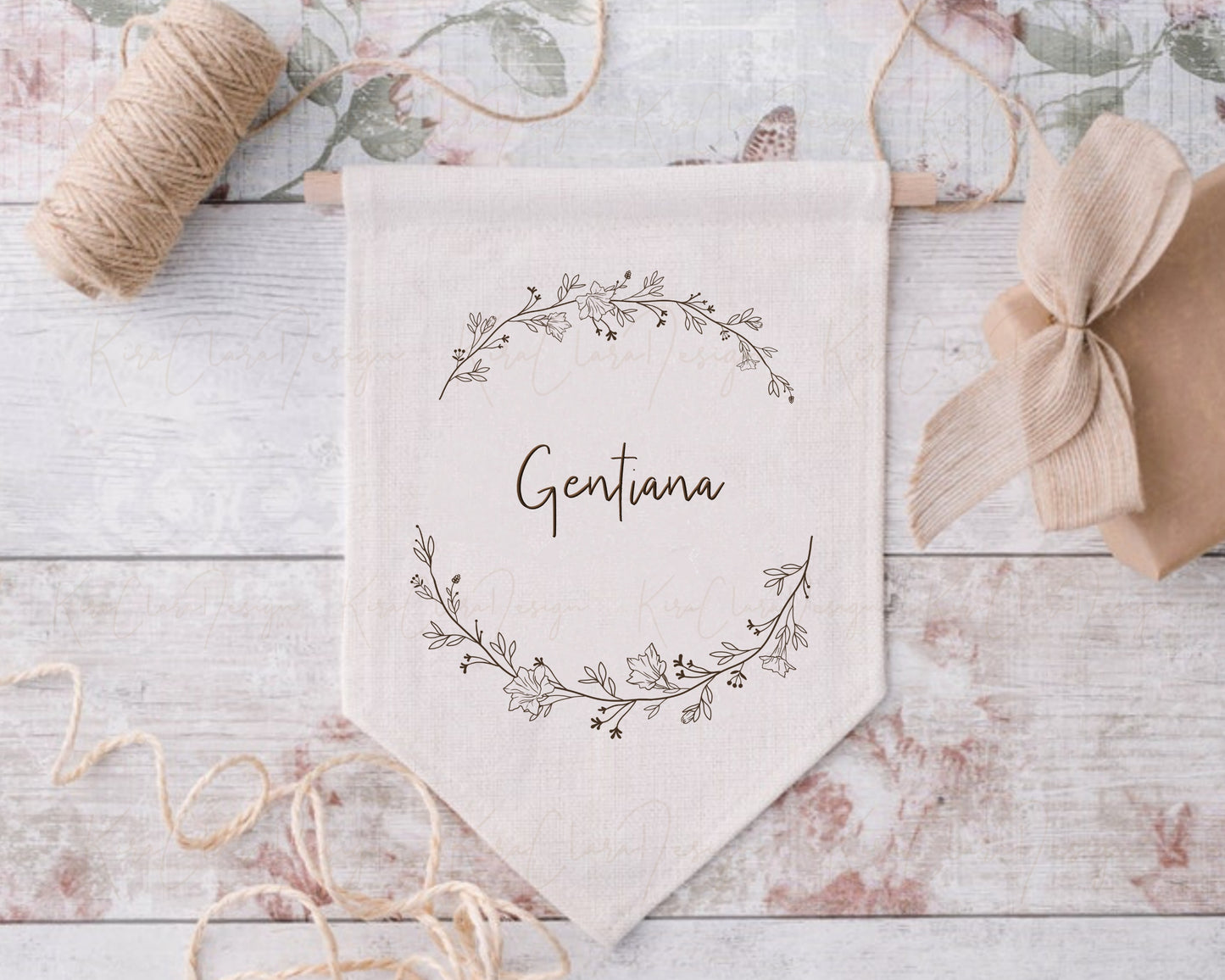 Gentiana Flower Half Wreath Clipart