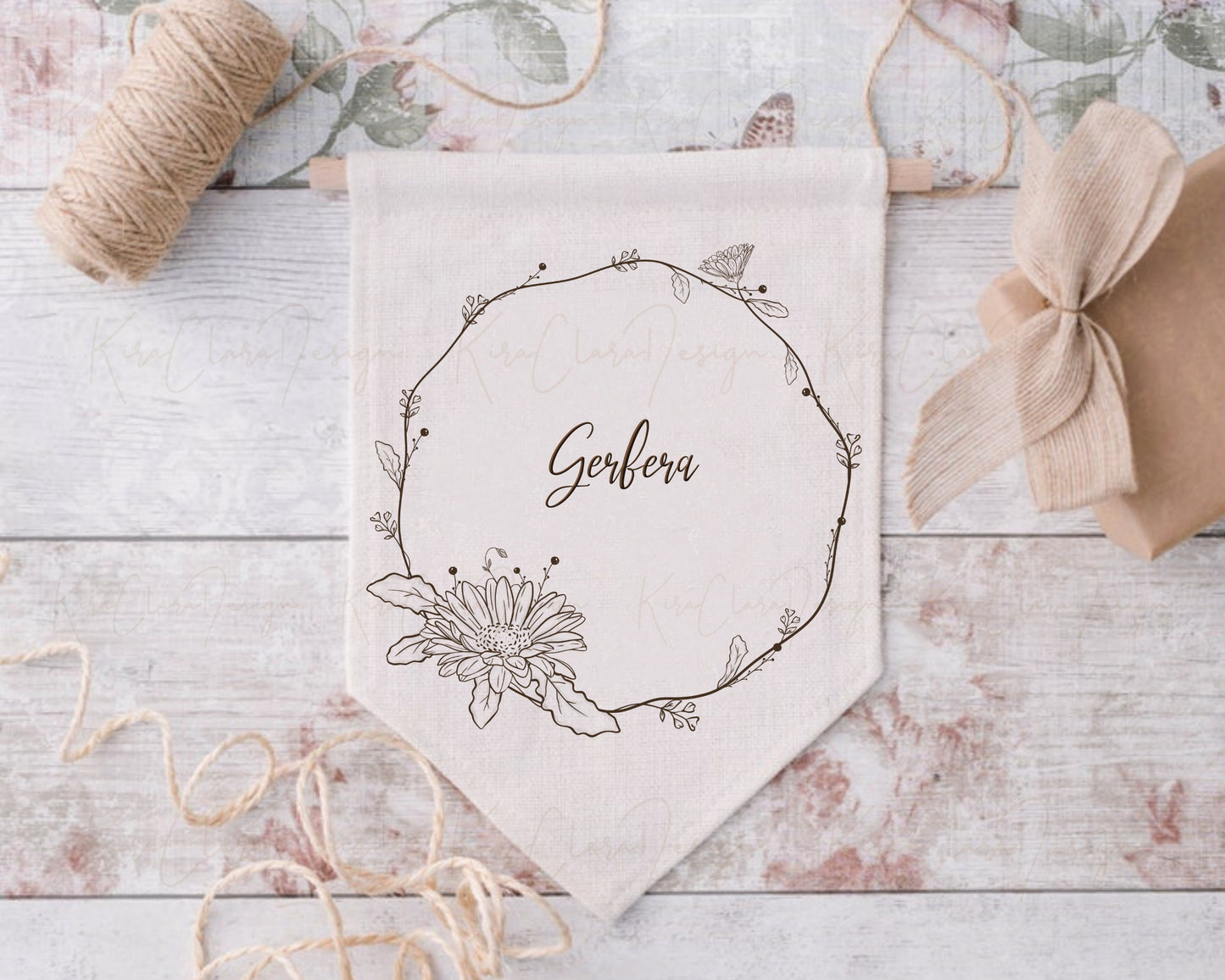 Gerbera Flower Circle Wreath Clipart