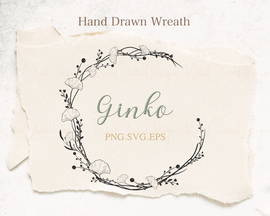 Ginko Leaf Wreath Clipart