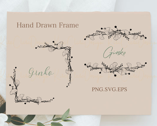 Ginko Leaf Border Frame SVG