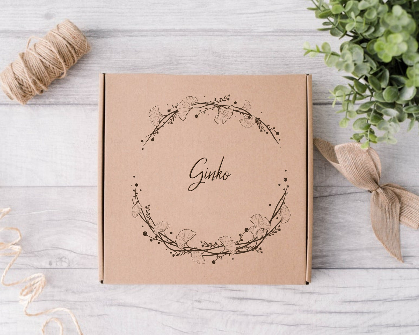 Ginko Leaf Half Wreath Clipart