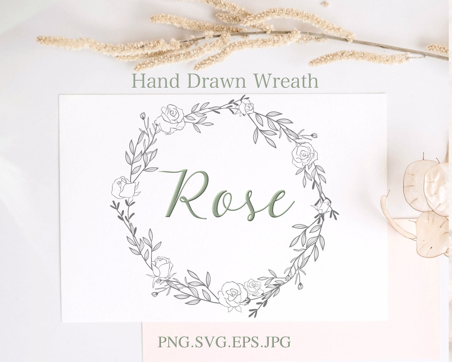Birth Flower Rose Wreath Clipart