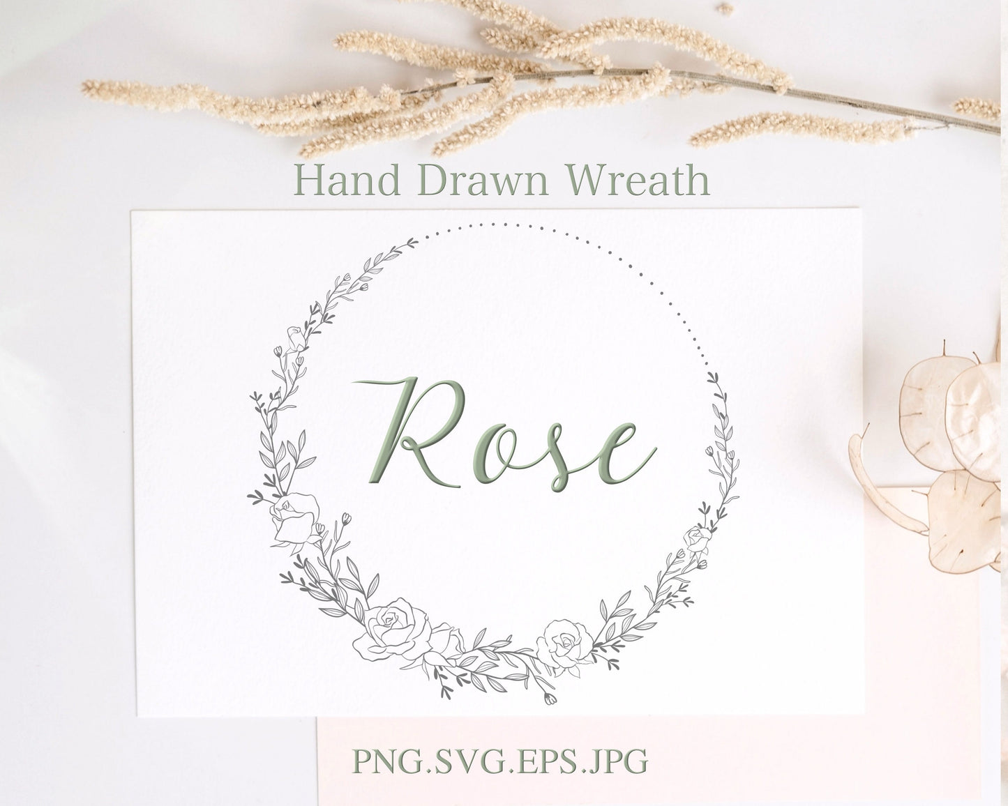 June Birth Flower Rose Wreath Clipart
