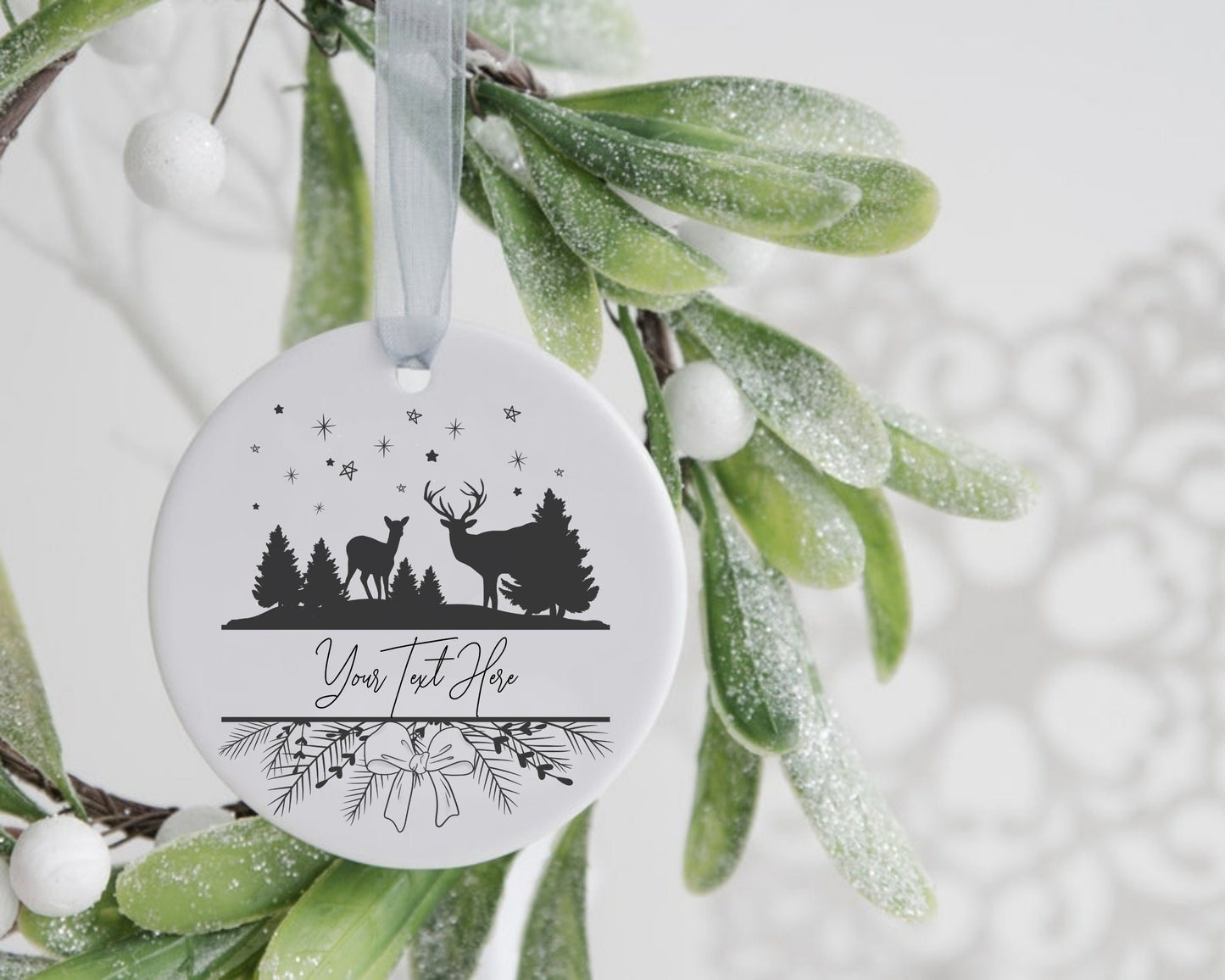 Pine Leaf & Deer Split Frame Clipart