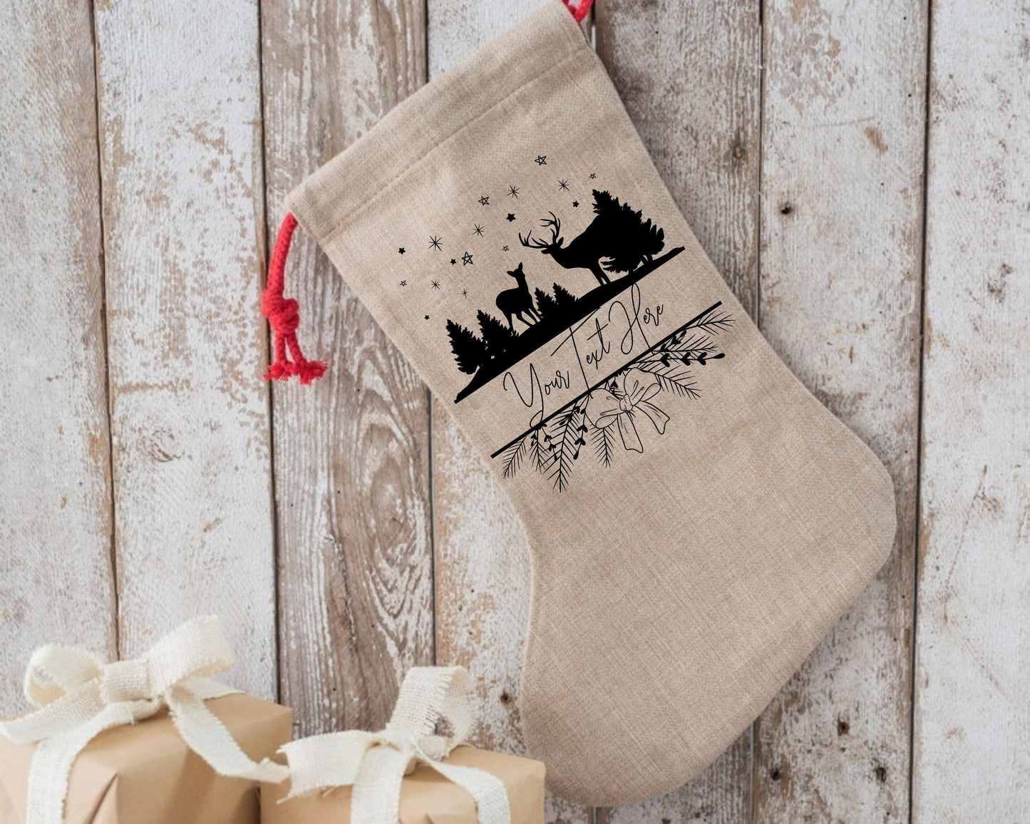 Pine Leaf & Deer Split Frame Clipart