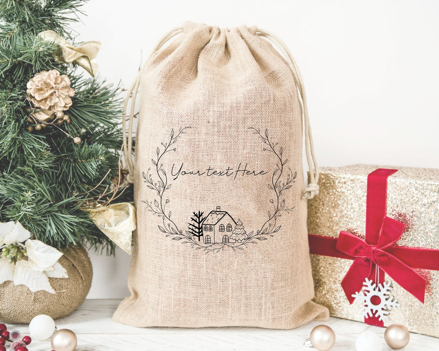 Christmas Home Circle Wreath Clipart