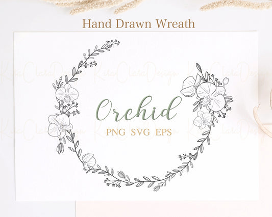 Orchid Flower Wreath Clipart SVG