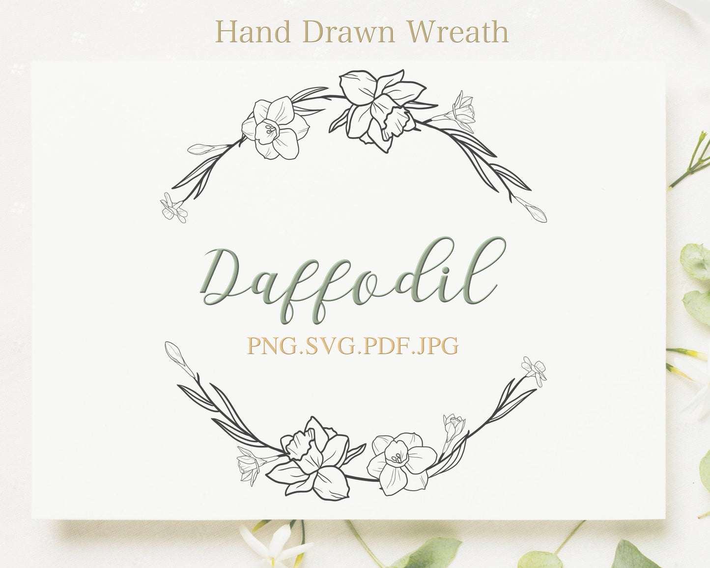 Daffodil Half Wreath Clipart SVG