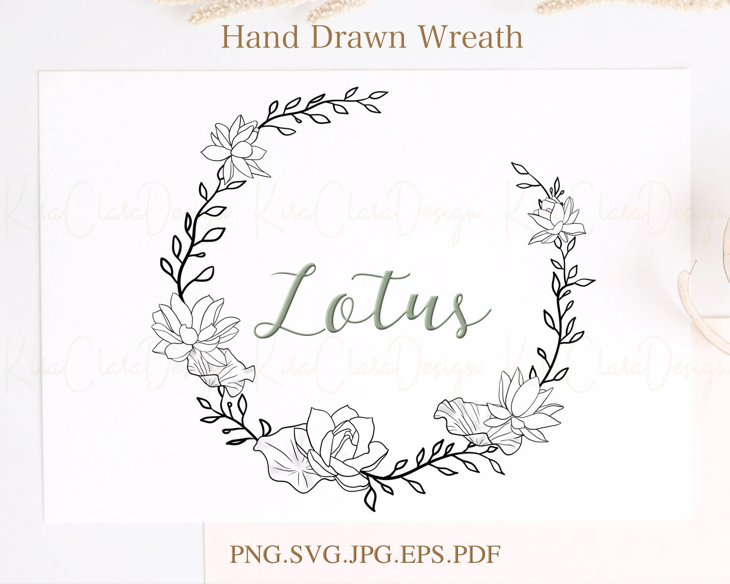 Lotus Flower Wreath Clipart