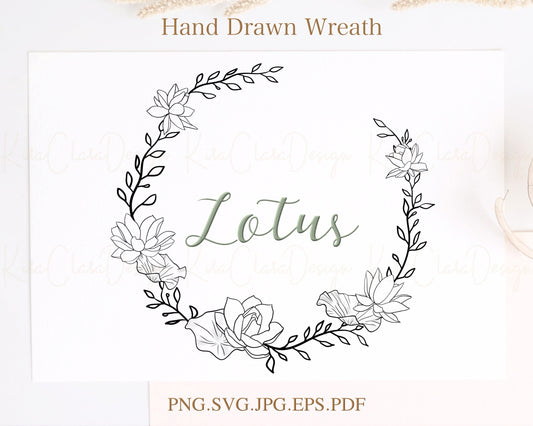 Lotus Flower Wreath Clipart