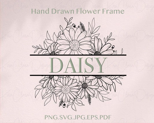 Birth Flower Daisy Split Frame Clipart