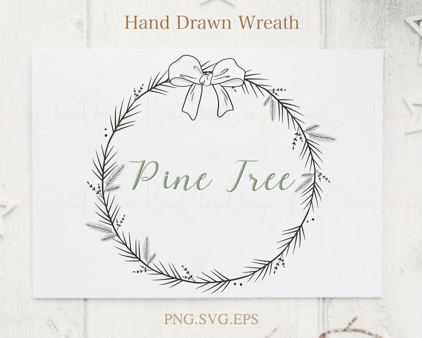 Pine Tree With Ribbon Full Wreath Clipart