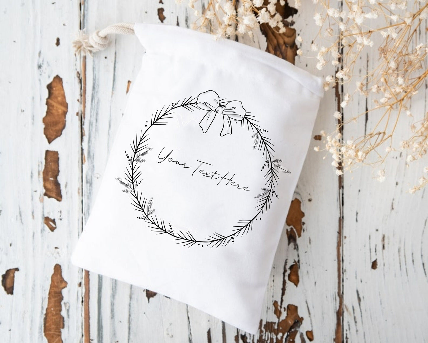 Pine Tree With Ribbon Full Wreath Clipart