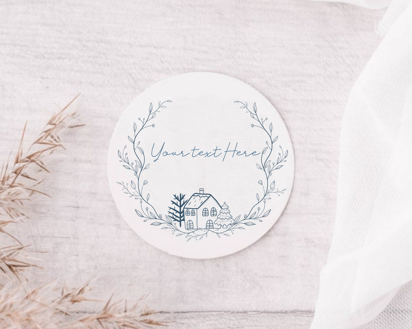 Christmas Home Circle Wreath Clipart
