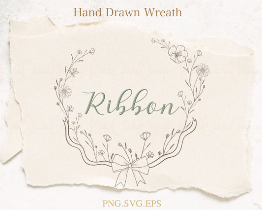 Ribbon Flower Wreath Clipart