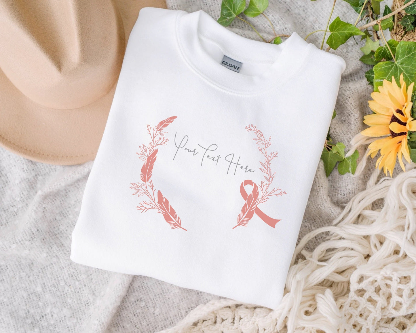 Feather Cancer Ribbon Wreath Clipart