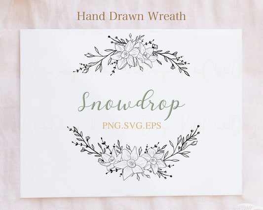 Snowdrop Flower Wreath Clipart