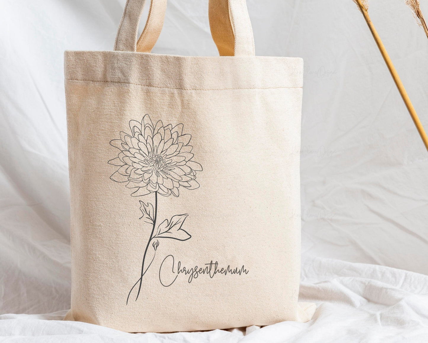 November Birth Flower Chrysenthemum Outline Clipart