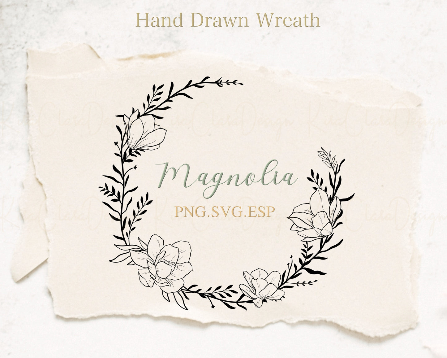 Magnolia Flower Wreath Clipart