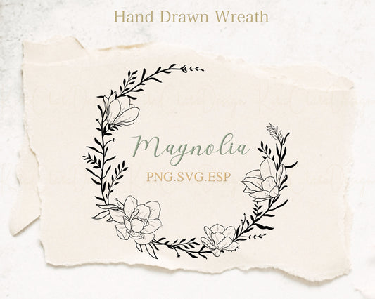 Magnolia Flower Wreath Clipart