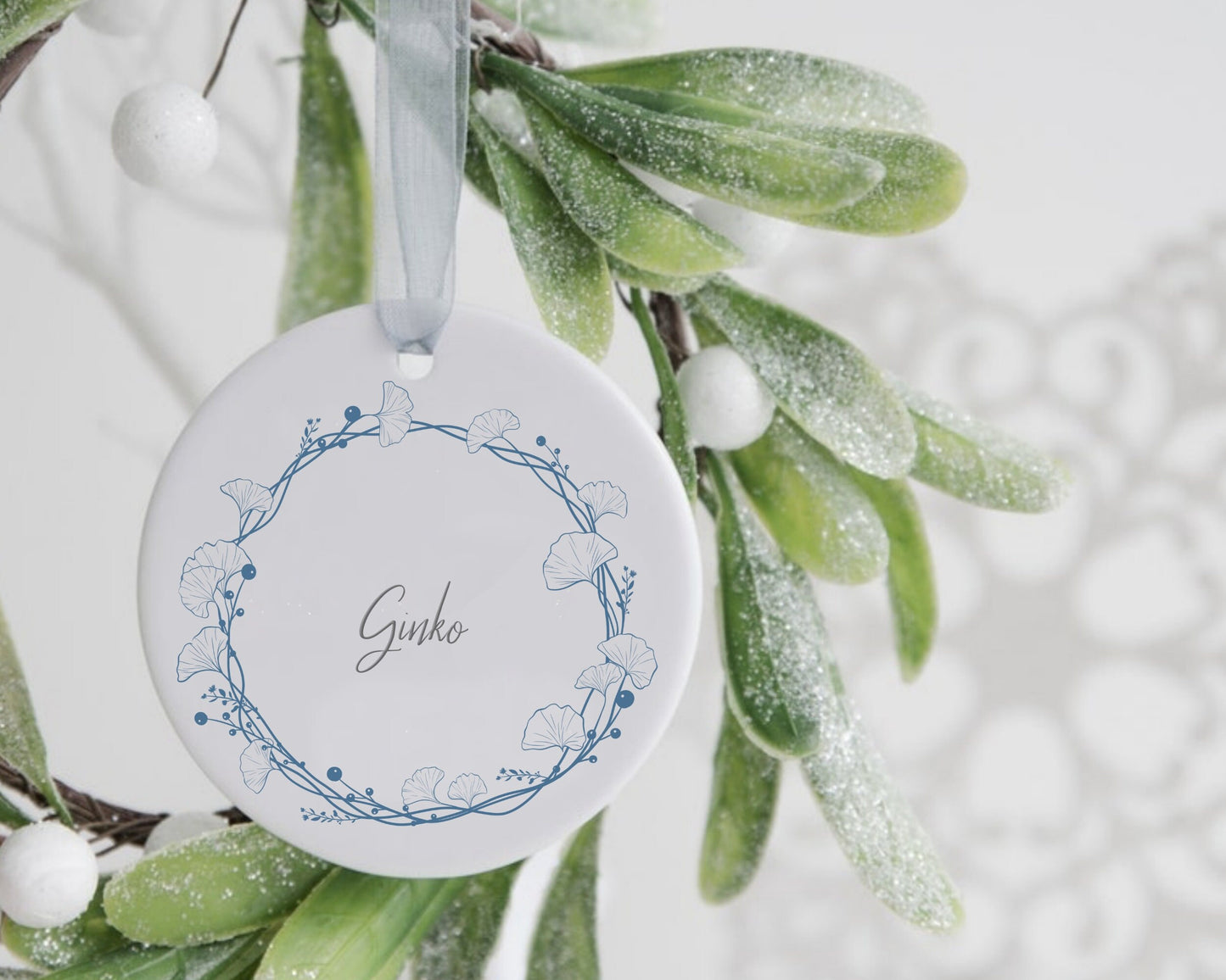 Ginko Leaf Circle Wreath Clipart