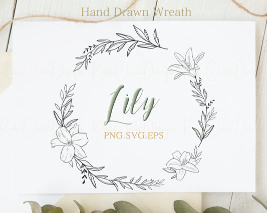 Lily Flower Wreath Clipart