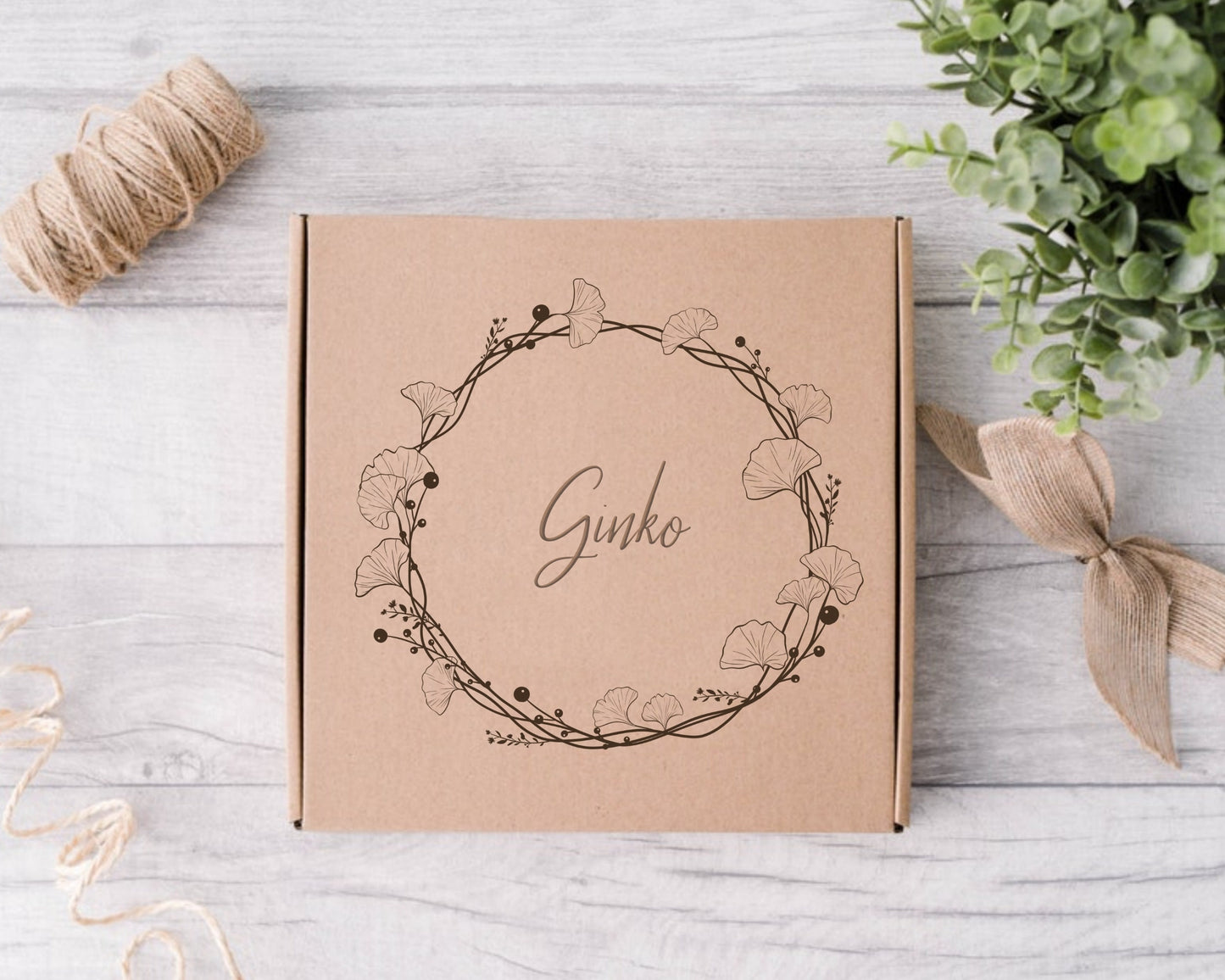 Ginko Leaf Circle Wreath Clipart