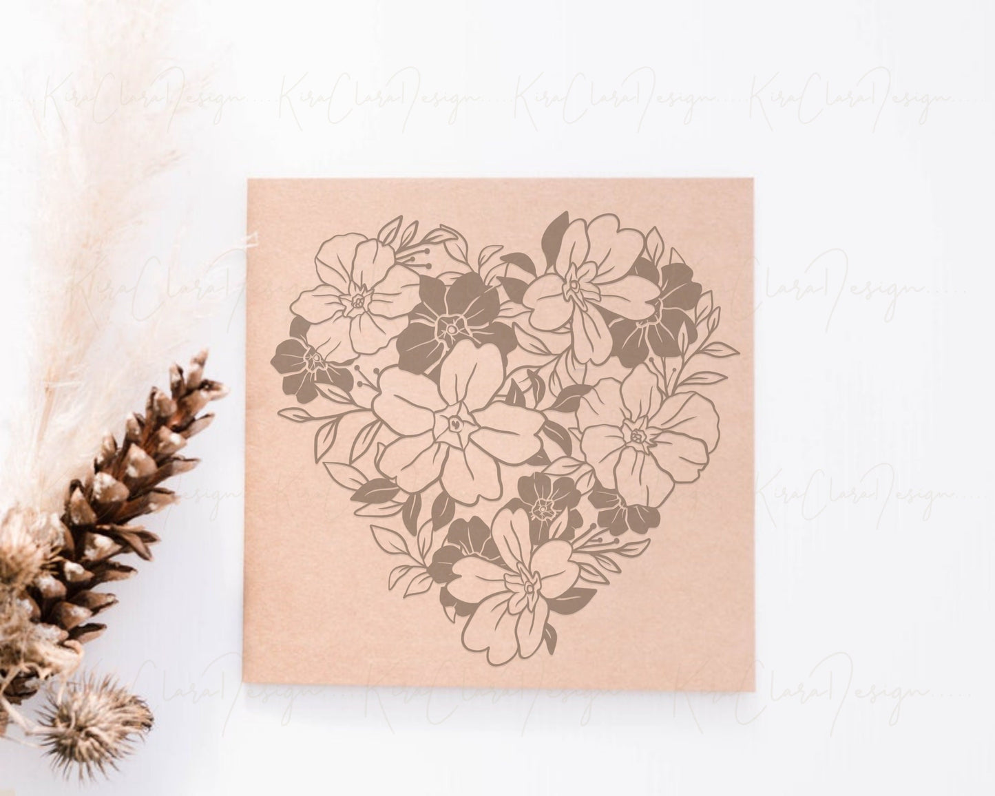 Primrose Clipart/Heart Floral Pattern SVG