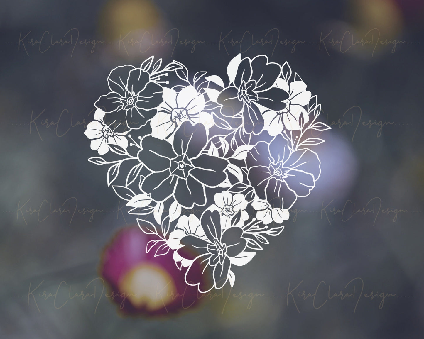 Primrose Clipart/Heart Floral Pattern SVG